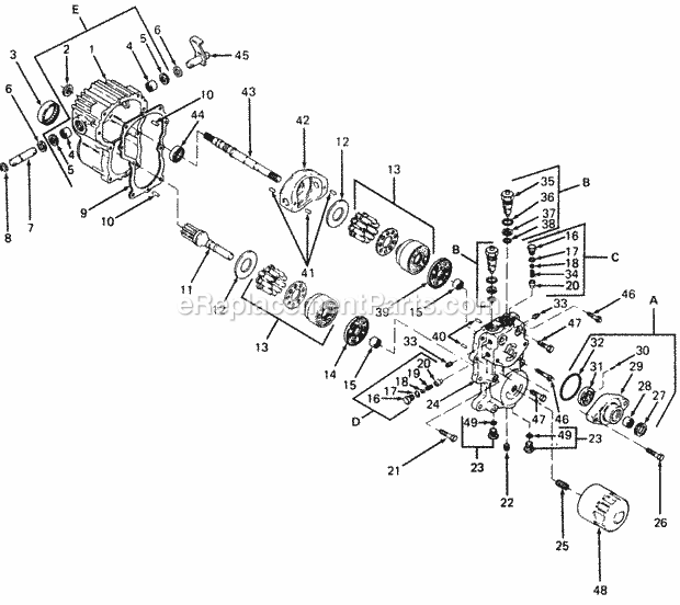Hydrostatic Transmission Diagram and Parts List for 1882 800000-821059, 140-721-100, 141-721-100 Cub Cadet Lawn Tractor
